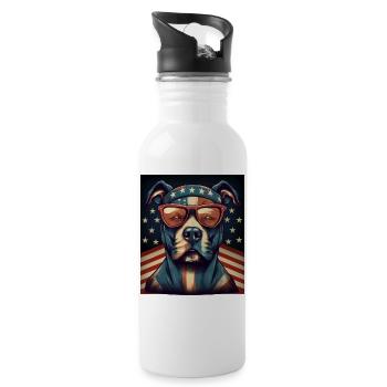 Patriote Pitbull Drapeau américain Pitbull Patriotique - Gourde avec paille intégrée - blanc - Droite