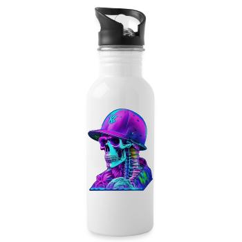 Squelette avec casquette - Gourde avec paille intégrée - blanc - Droite