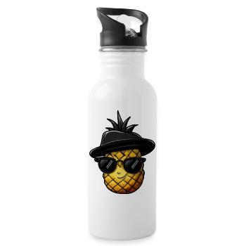 ananas gangster mafia kawaii - Trinkflasche mit integriertem Trinkhalm - Weiß - Rechts