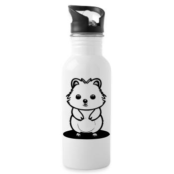 Quokka in cartoon stem - Water bottle with straw - white - Right