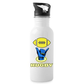 rugby rugbyspieler rugbyverein - Trinkflasche mit integriertem Trinkhalm - Weiß - Rechts