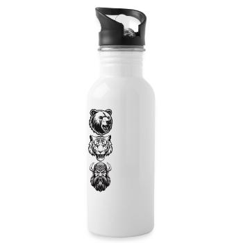 Vater mit Bart Bär Tiger Mann Vatertag Bart Träger - Trinkflasche mit integriertem Trinkhalm - Weiß - Rechts