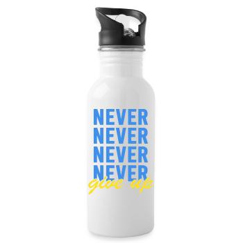 UKRAINE support ukraine never give up - Water bottle with straw - white - Right