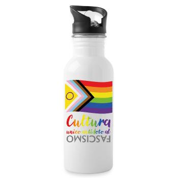 Culture as an antidote to fascism - Water bottle with straw - white - Right