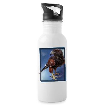 The red-and-black eagle - Water bottle with straw - white - Right