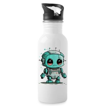 Tok le petit robot - Gourde avec paille intégrée - blanc - Droite