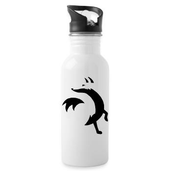 Skizze des schwarzen Fuchses - Trinkflasche mit integriertem Trinkhalm - Weiß - Rechts