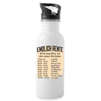 Rentner Zeitplan Tagesablauf, Endlich Rente - Trinkflasche mit integriertem Trinkhalm - Weiß - Rechts