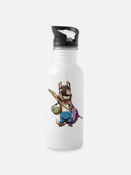 Hundesommer - Trinkflasche mit integriertem Trinkhalm - Weiß