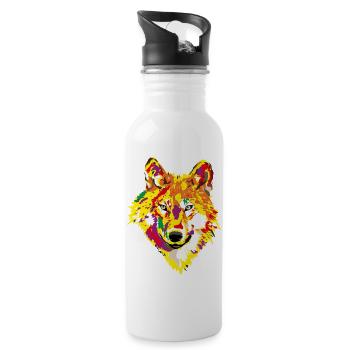 Awaken Your Alpha - Strengthen Your Wolf Spirit - Water bottle with straw - white - Right