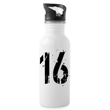 16 Zahl 16 Jahre - Trinkflasche mit integriertem Trinkhalm - Weiß - Rechts