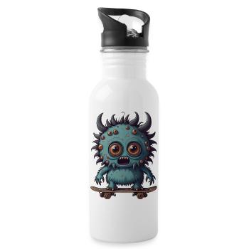 Skateboard Monster - Trinkflasche mit integriertem Trinkhalm - Weiß - Rechts