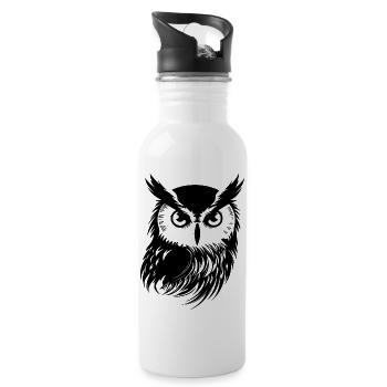 Owl Owl Bird Birds - Water bottle with straw - white - Right
