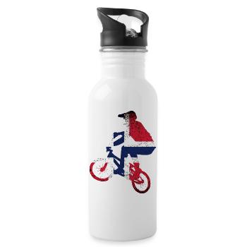 Tri-Flag Rider on Bike - Water bottle with straw - white - Right