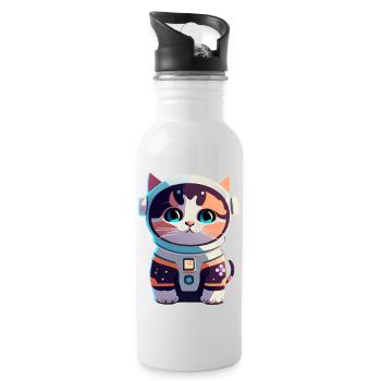 Chatstronaute mignon #5 - Gourde avec paille intégrée - blanc - Droite
