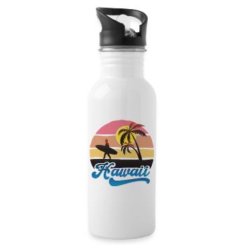 Hawaii Surf Sunset Beach Design - Water bottle with straw - white - Right
