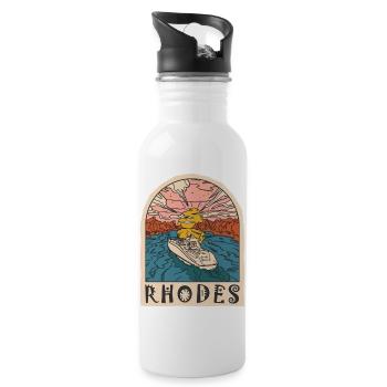 Rhodos Urlaub Strand Griechenland - Trinkflasche mit integriertem Trinkhalm - Weiß - Rechts