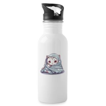 Chemise câline pour chats propriétaires chats mignons - Gourde avec paille intégrée - blanc - Droite
