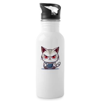 Gift for misanthropic cat owners sleep - Water bottle with straw - white - Right
