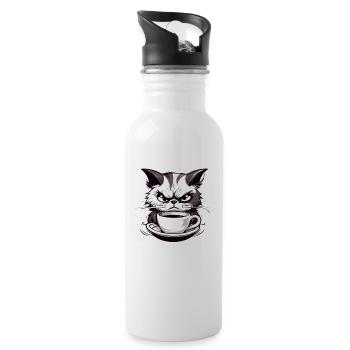 Gift for cat owners and morning grouches - Water bottle with straw - white - Right