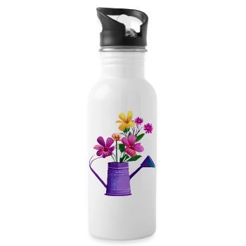 Gardener, hobby gardener, nursery, gardening, gardening, garden - Water bottle with straw - white - Right