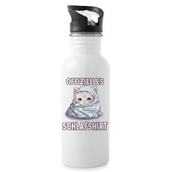 Kuscheliges Katzen T-Shirt für gemütliche Nächte - Trinkflasche mit integriertem Trinkhalm - Weiß - Rechts