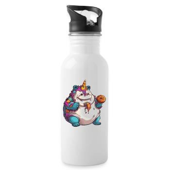 Licorne, graisse et surpoids licorne arc-en-ciel - Gourde avec paille intégrée - blanc - Droite