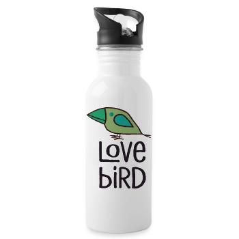 Oiseau d’amour vert - Gourde avec paille intégrée - blanc - Droite