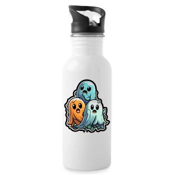 Sugary Ghost Trio Halloween Ghosts - Water bottle with straw - white - Right