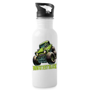 Monster Truck Comic Gift - Water bottle with straw - white - Right