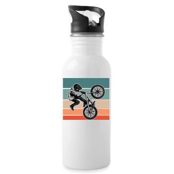 Bmx Fahrer Vintage Retro Hobby Sport Fahrrad Shirt - Trinkflasche mit integriertem Trinkhalm - Weiß - Rechts