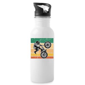 BMX Weihnachtsgeschenk Fahrrad Vintage Retro - Trinkflasche mit integriertem Trinkhalm - Weiß - Rechts