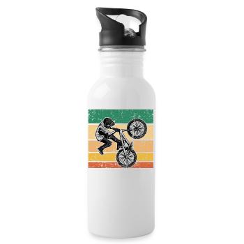 BMX Fahrer | BMX Fahrrad | BMX Kinderfahrrad - Trinkflasche mit integriertem Trinkhalm - Weiß - Rechts