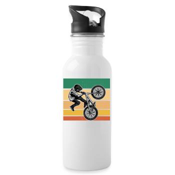 BMX Fahrrad | BMX Fahrer | BMX Kinderfahrrad - Trinkflasche mit integriertem Trinkhalm - Weiß - Rechts