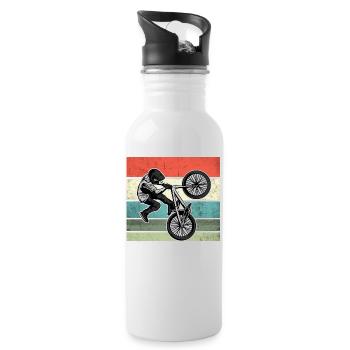 Kinder BMX Shirt Fahrrad Teenager Skater - Trinkflasche mit integriertem Trinkhalm - Weiß - Rechts