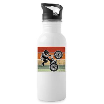 BMX Kinder Shirt Fahrrad - Trinkflasche mit integriertem Trinkhalm - Weiß - Rechts