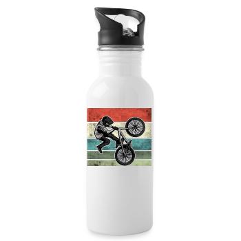 BMX Fahrrad Zubehör Skatepark Skaterbahn Skater - Trinkflasche mit integriertem Trinkhalm - Weiß - Rechts