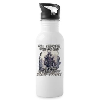 Walhalla Krieger Ragnars Erben und Odins Söhne - Trinkflasche mit integriertem Trinkhalm - Weiß - Rechts