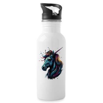 licorne mignonne colorée - Licorne douce - licorne - Gourde avec paille intégrée - blanc - Droite