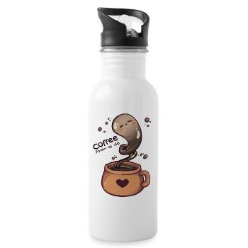 Kaffee - Dein Lebenstrunk! Coffee Potion of Life - Trinkflasche mit integriertem Trinkhalm - Weiß - Rechts