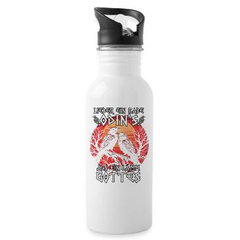 Vegvisir Kompass | Wikinger T-Shirt | Odins Raben - Trinkflasche mit integriertem Trinkhalm - Weiß - Rechts