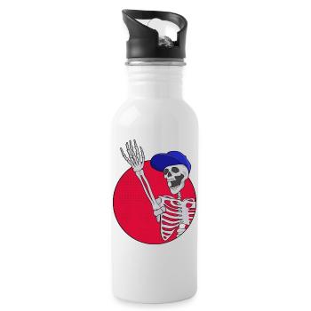 Hey Friends Cool and Funny Skeleton - Water bottle with straw - white - Right