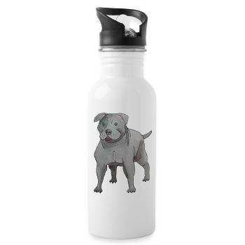 Staffordshire Bull Terrier fun - Water bottle with straw - white - Right