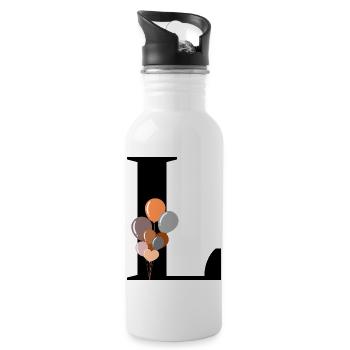 Buchstabe l Geburtstagsballon - Trinkflasche mit integriertem Trinkhalm - Weiß - Rechts