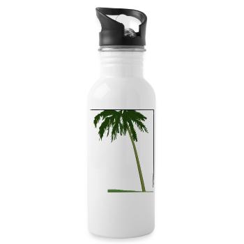 Palme in Rahmen | palm tree in frame - Trinkflasche mit integriertem Trinkhalm - Weiß - Rechts