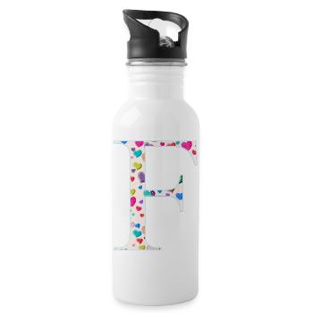Modèle de cœur personnalisable Monogram F - Gourde avec paille intégrée - blanc - Droite