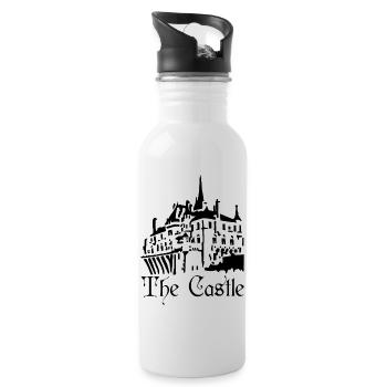 Das Schwarze Schloss - Trinkflasche mit integriertem Trinkhalm - Weiß - Rechts