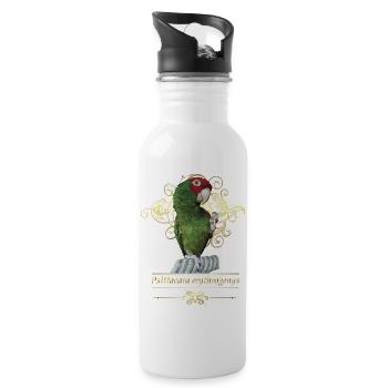 Rotkopf-Papagei - Trinkflasche mit integriertem Trinkhalm - Weiß - Rechts