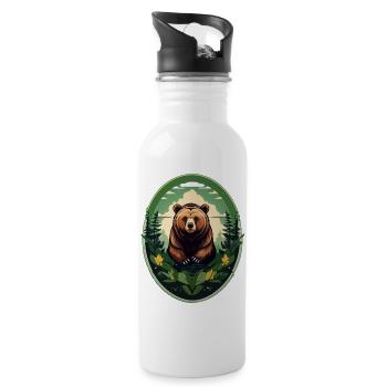 Brown bear - Water bottle with straw - white - Right