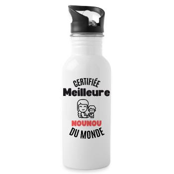 certifiée meilleure nounou - Gourde avec paille intégrée - blanc - Droite